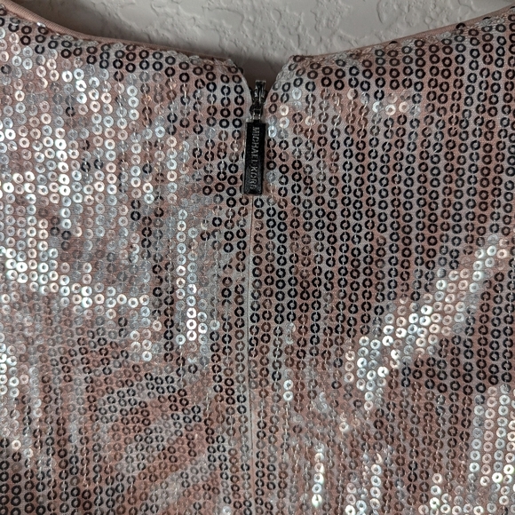 Michael Kors Sequin Top XS Pink Metallic Glitter Short Sleeve Party Blouse - Picture 8 of 13